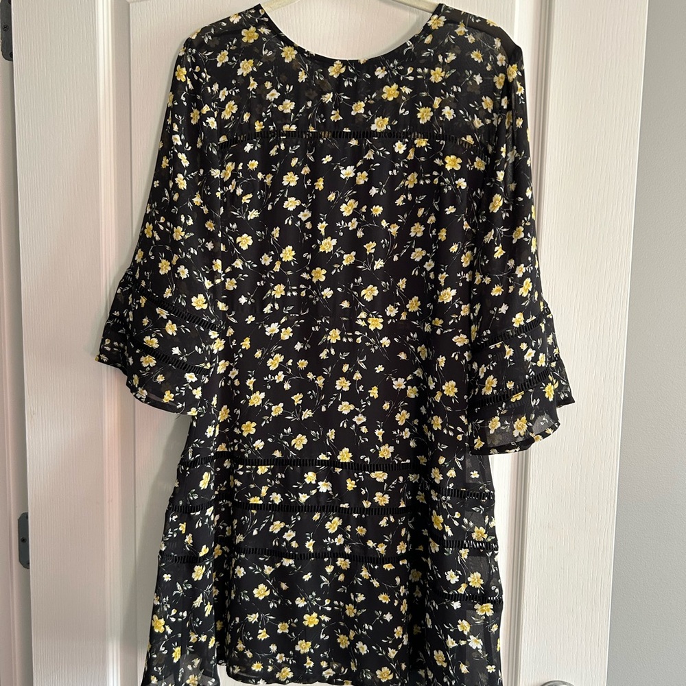 Lulu's Black and Yellow Floral Dress